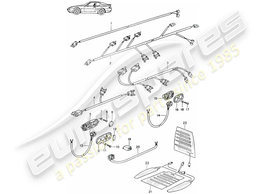 Porsche Seat 944/968/911/928 (1990) WIRING HARNESSES - SWITCH - SEAT HEATER - FRONT SEAT - D - MJ 1992>> - MJ 1995 Part Diagram