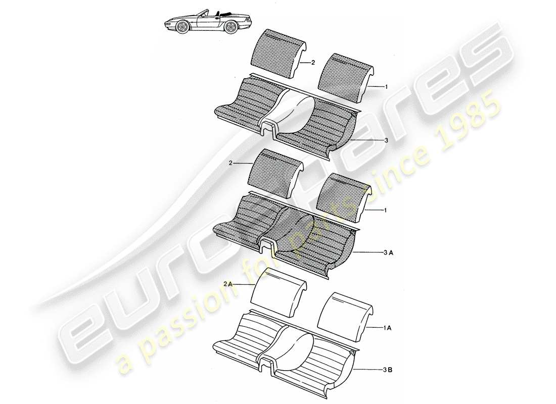 Porsche Seat 944/968/911/928 (1990) EMERGENCY SEAT - COMPLETE - D - MJ 1992>> - MJ 1993 Part Diagram