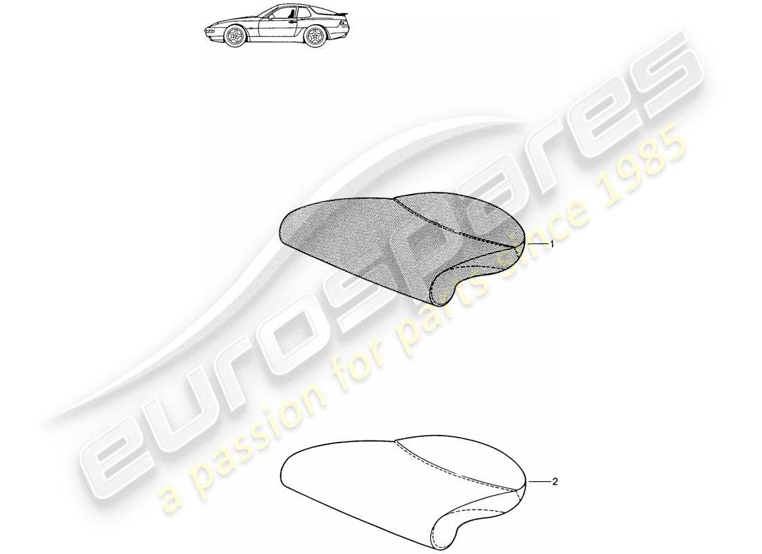 Porsche Seat 944/968/911/928 (1990) BACK SEAT CUSHION - D - MJ 1994>> - MJ 1995 Part Diagram