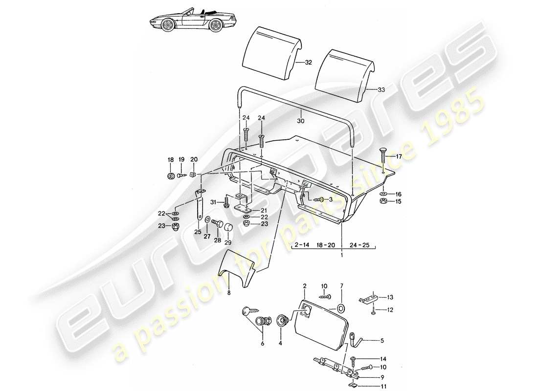 Porsche Seat 944/968/911/928 (1990) REAR LUGGAGE DUMP - COMPLETE - D - MJ 1992>> - MJ 1993 Part Diagram