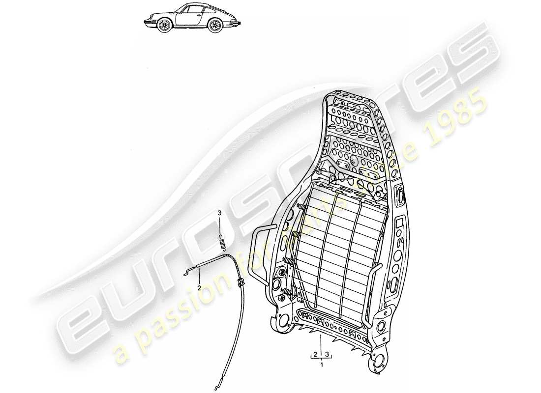 Porsche Seat 944/968/911/928 (1990) BACKREST FRAME - SPORTS SEAT - D - MJ 1987>> - MJ 1989 Part Diagram