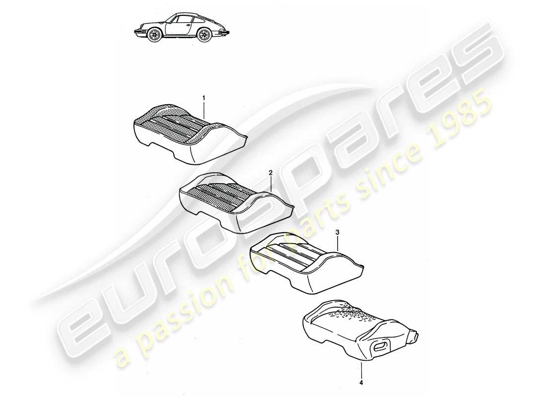 Porsche Seat 944/968/911/928 (1990) SEAT COVER - SPORTS SEAT - D - MJ 1985>> - MJ 1986 Part Diagram
