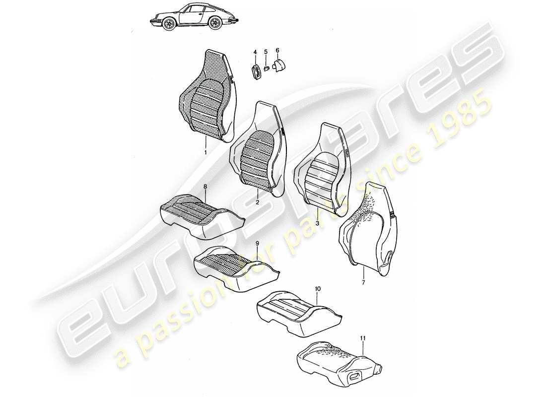 Porsche Seat 944/968/911/928 (1990) COVER - SPORTS SEAT - D - MJ 1987>> - MJ 1989 Part Diagram