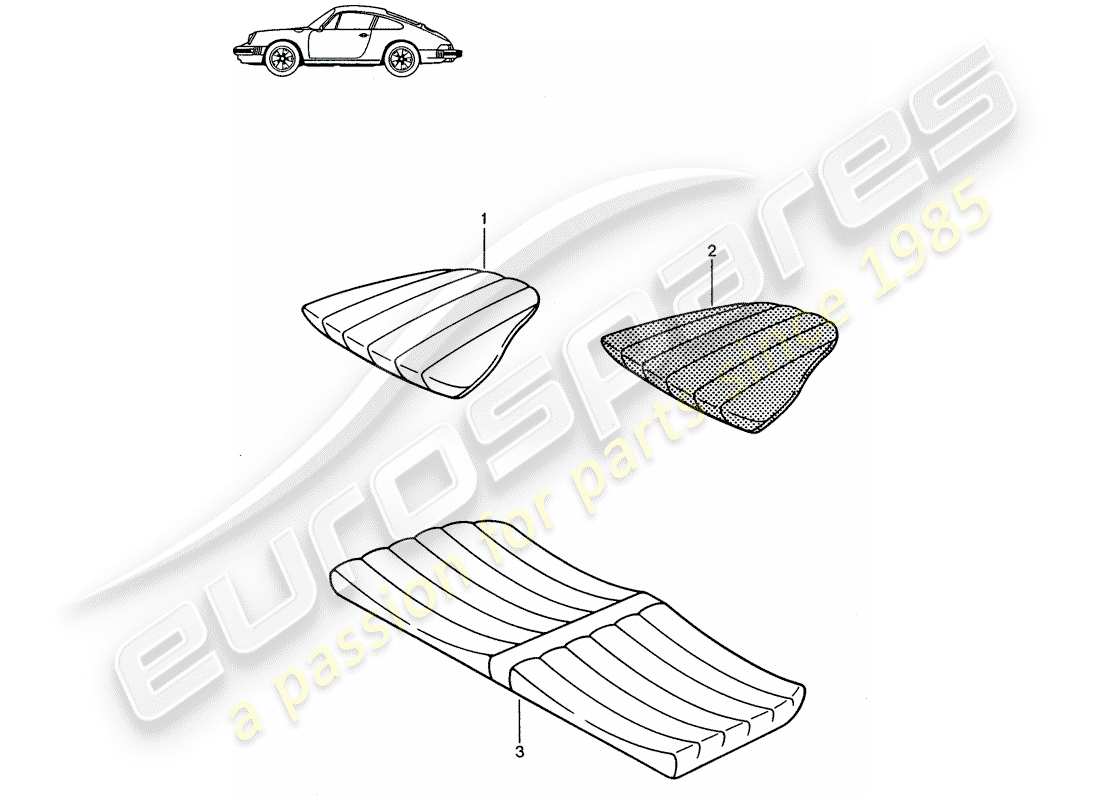 Porsche Seat 944/968/911/928 (1990) BACK SEAT CUSHION - - - D - MJ 1985>> - MJ 1986 Part Diagram