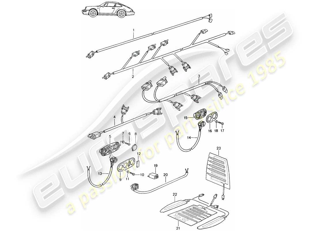 Porsche Seat 944/968/911/928 (1990) WIRING HARNESSES - SWITCH - SEAT HEATER - FRONT SEAT - D - MJ 1989>> - MJ 1994 Part Diagram