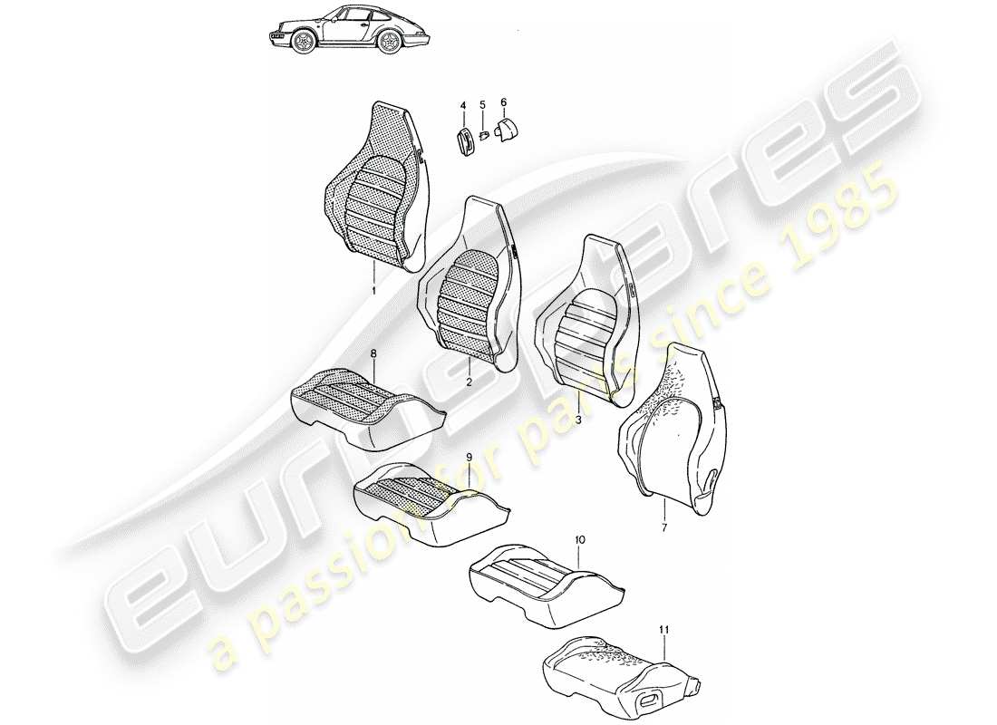 Porsche Seat 944/968/911/928 (1990) COVER - SPORTS SEAT - - D - MJ 1989>> - MJ 1994 Part Diagram