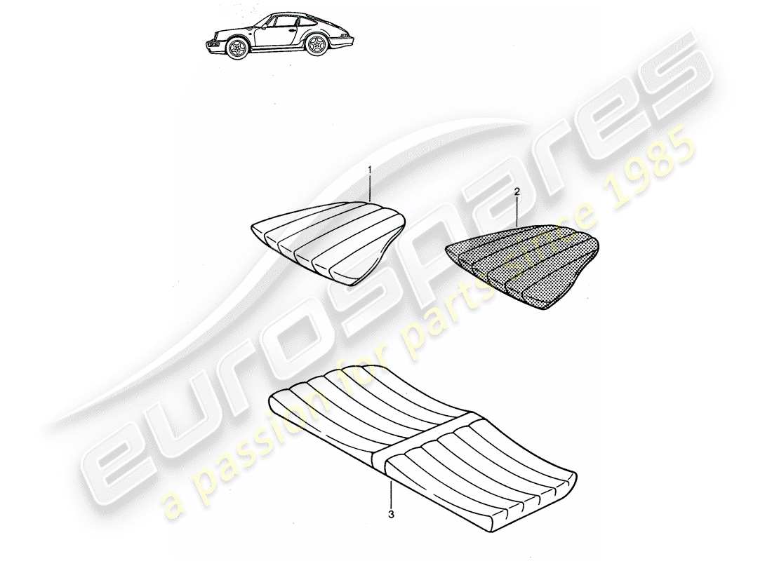 Porsche Seat 944/968/911/928 (1990) BACK SEAT CUSHION - - - D - MJ 1989>> - MJ 1994 Part Diagram