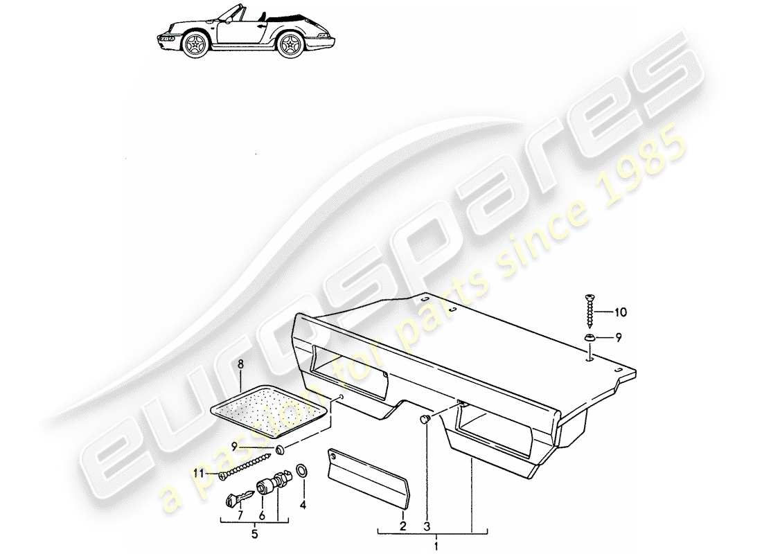 Porsche Seat 944/968/911/928 (1990) LUGGAGE RACK - - D >> - MJ 1991 Part Diagram