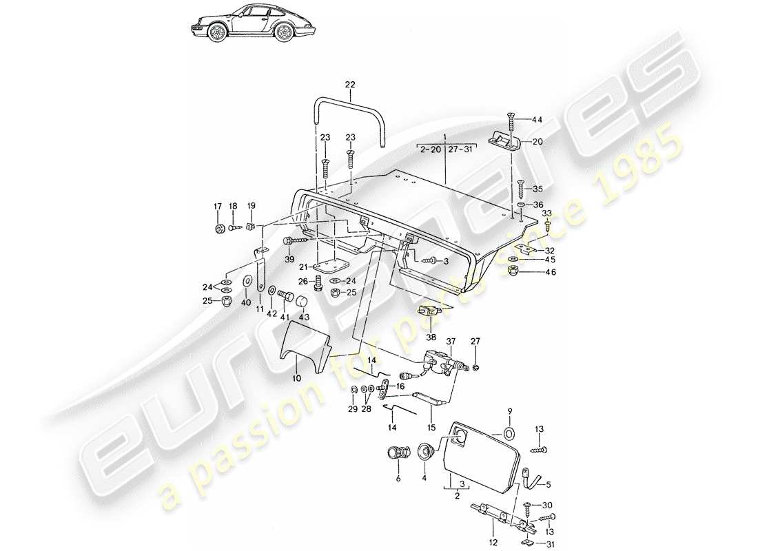Porsche Seat 944/968/911/928 (1990) REAR LUGGAGE DUMP - - - - D - MJ 1992>> - MJ 1994 Part Diagram