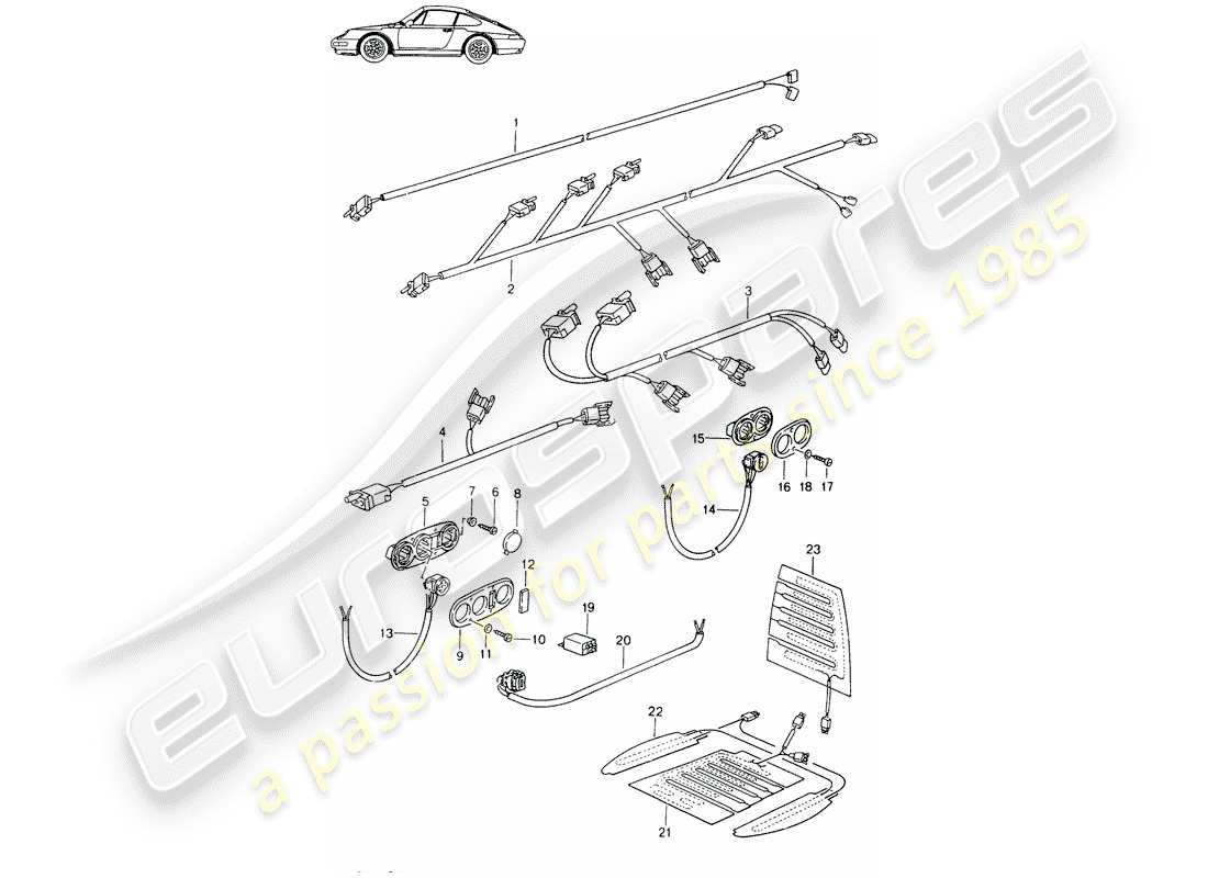 Porsche Seat 944/968/911/928 (1990) WIRING HARNESSES - SWITCH - SEAT HEATER - FRONT SEAT - D - MJ 1994>> - MJ 1998 Part Diagram