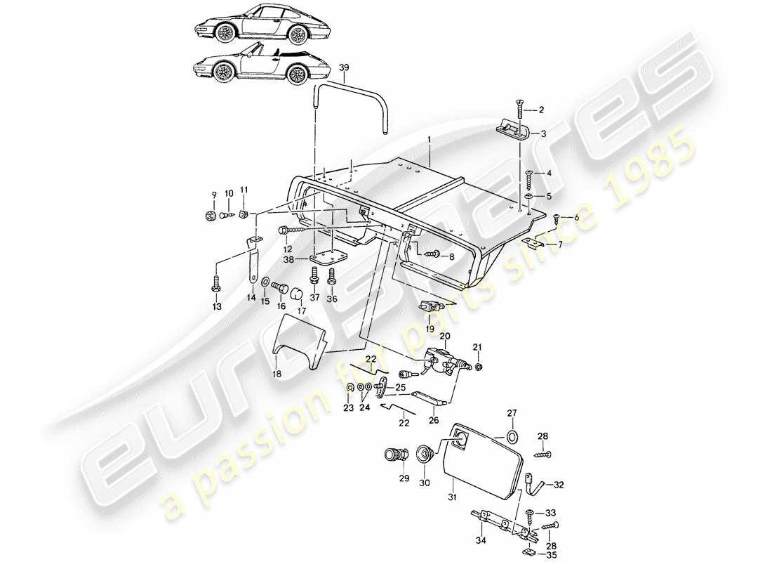Porsche Seat 944/968/911/928 (1990) REAR LUGGAGE DUMP - - D - MJ 1994>> - MJ 1998 Part Diagram