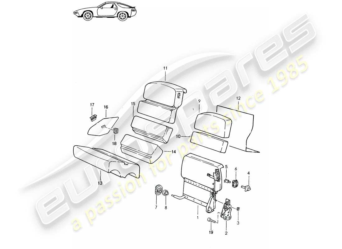 Porsche Seat 944/968/911/928 (1990) EMERGENCY SEAT - D - MJ 1985>> - MJ 1986 Part Diagram