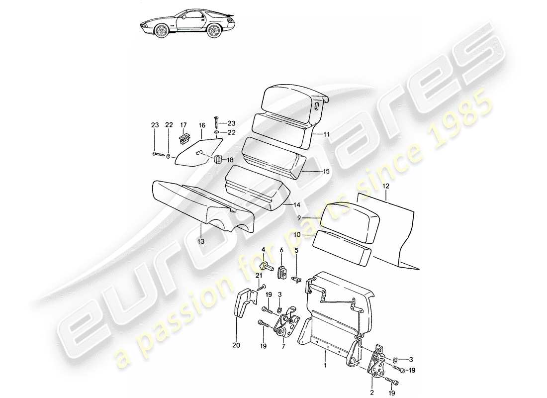 Porsche Seat 944/968/911/928 (1990) EMERGENCY SEAT BACKREST - - D - MJ 1987>> Part Diagram