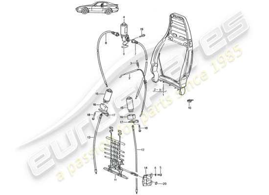 a part diagram from the Porsche Seat 944/968/911/928 (1991) parts catalogue