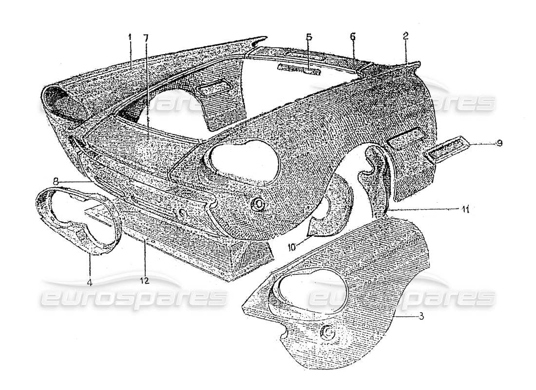 Ferrari 330 GT 2+2 (Coachwork) Front End body Panels (edition 1) Parts Diagram