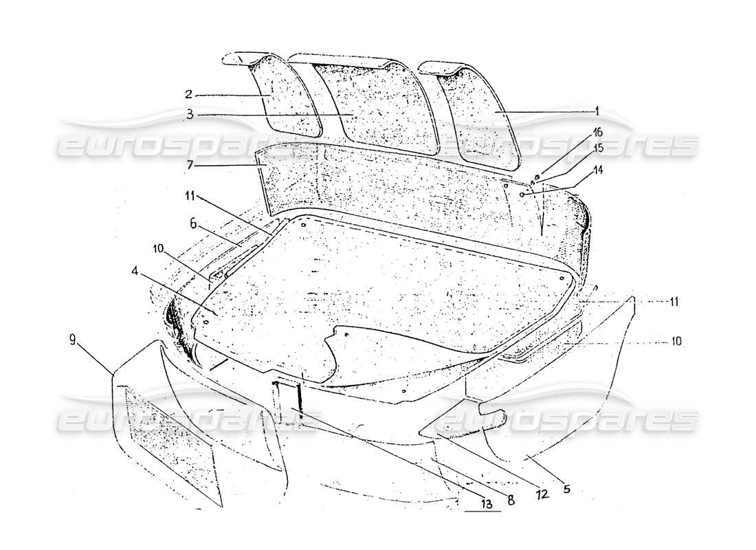 Ferrari 330 GT 2+2 (Coachwork) Boot carpet (edition 1) Parts Diagram