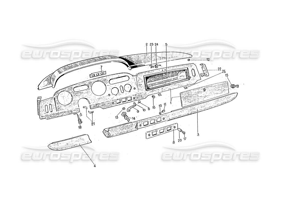 Ferrari 330 GT 2+2 (Coachwork) Dash Parts Diagram