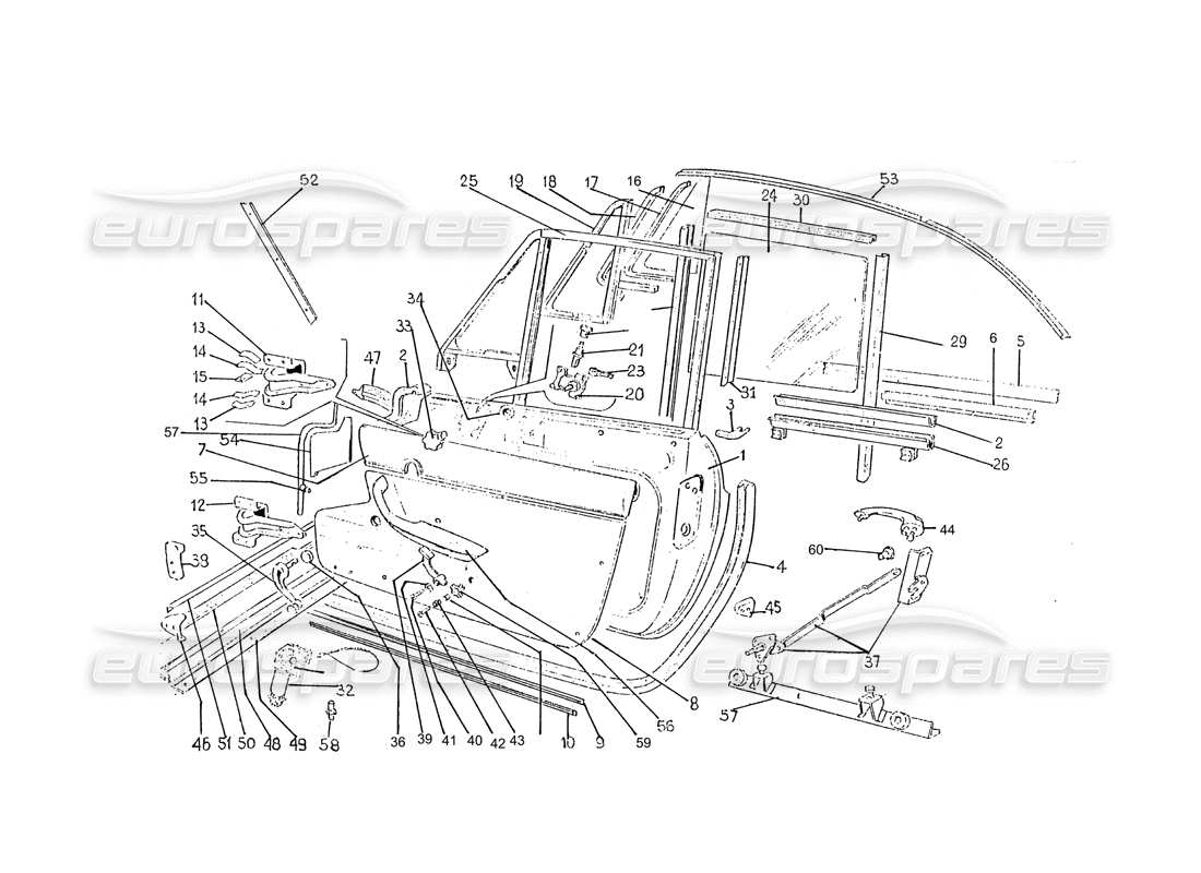 Ferrari 330 GTC / 365 GTC (Coachwork) Doors & Trim (Edizione 1, 2 and 3) Parts Diagram