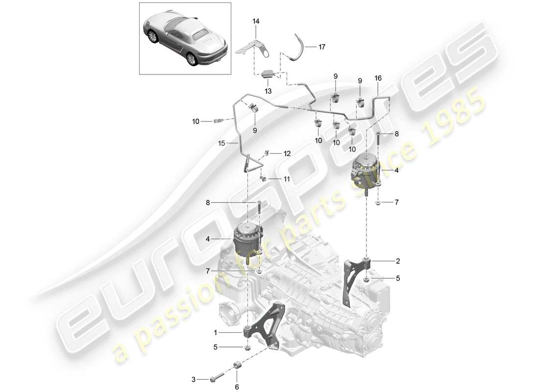Porsche 718 Boxster (2020) sub frame Part Diagram
