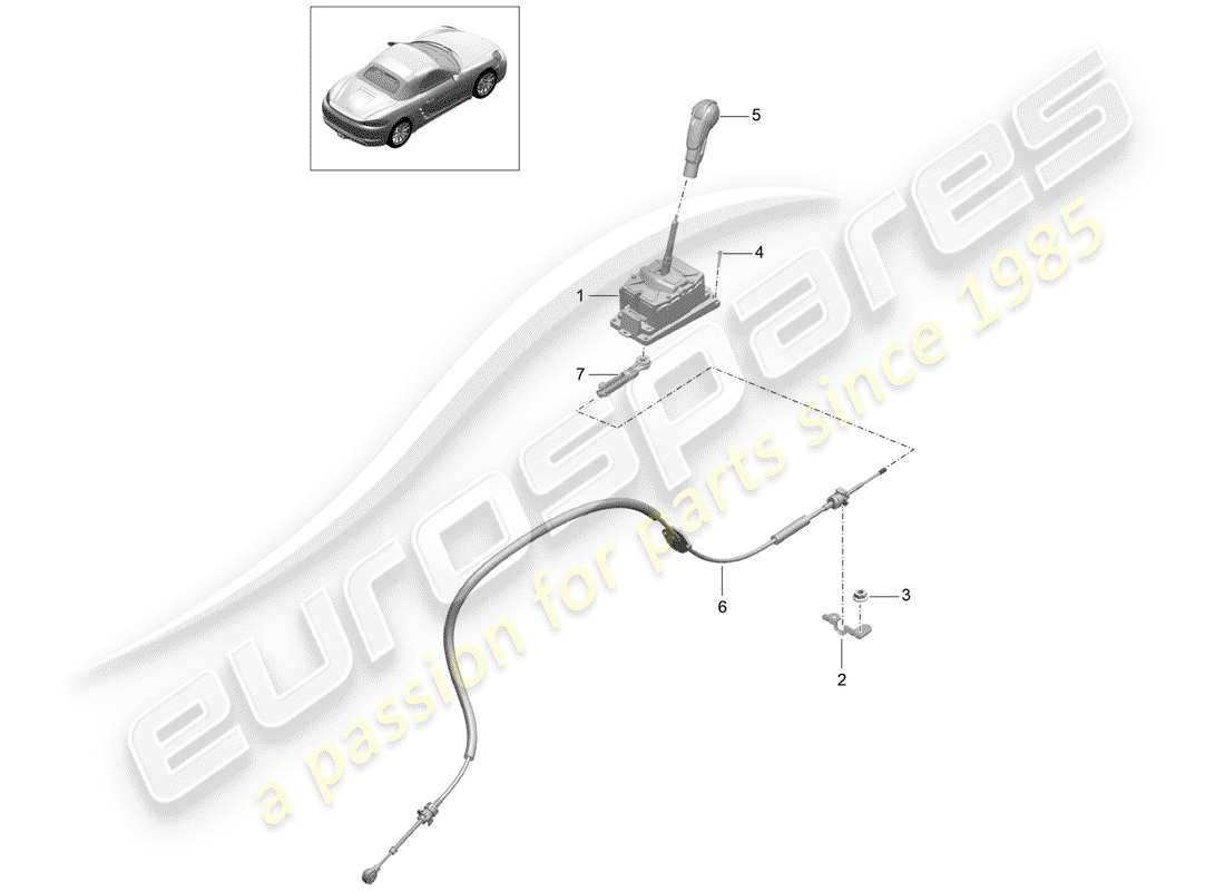Porsche 718 Boxster (2020) selector lever Part Diagram