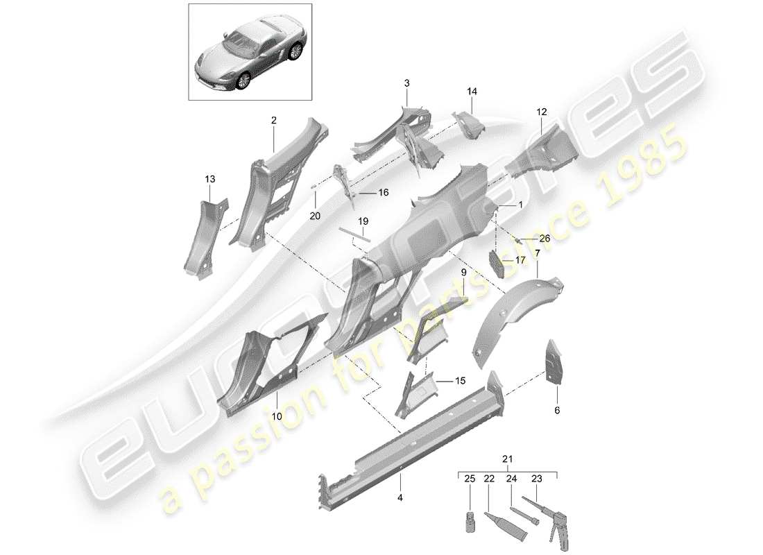 Porsche 718 Boxster (2020) SIDE PANEL Part Diagram