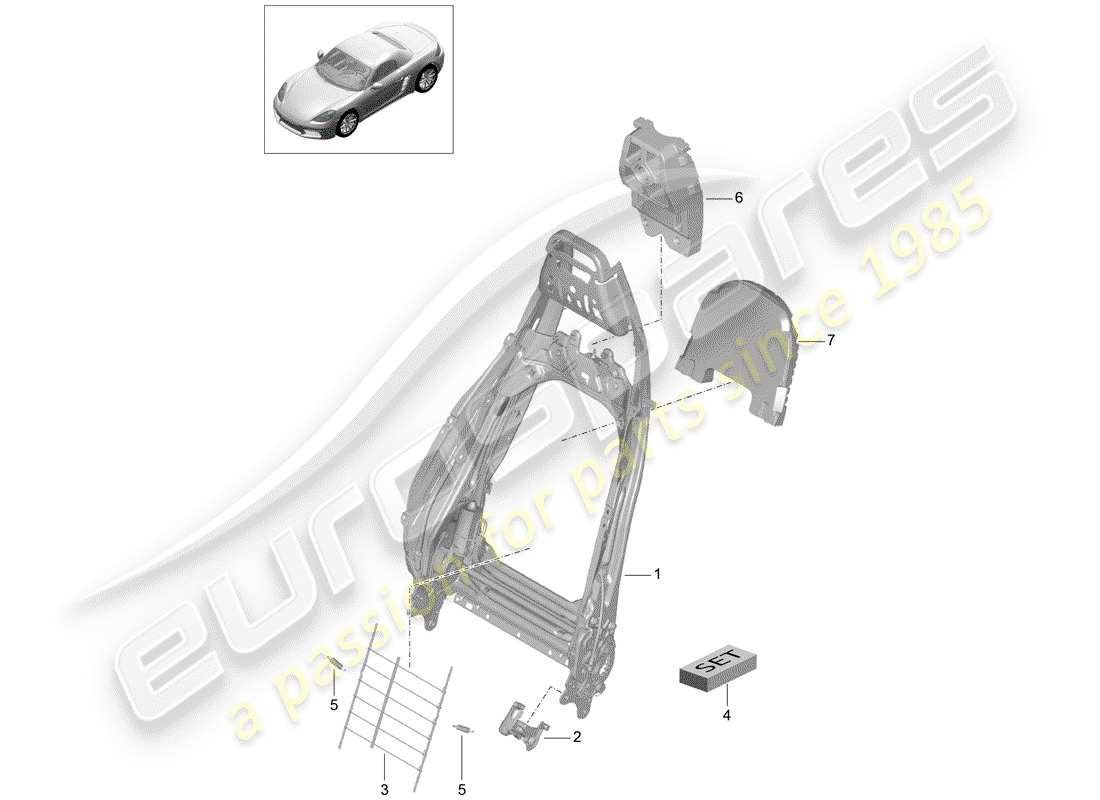 Porsche 718 Boxster (2020) FRAME - BACKREST Part Diagram