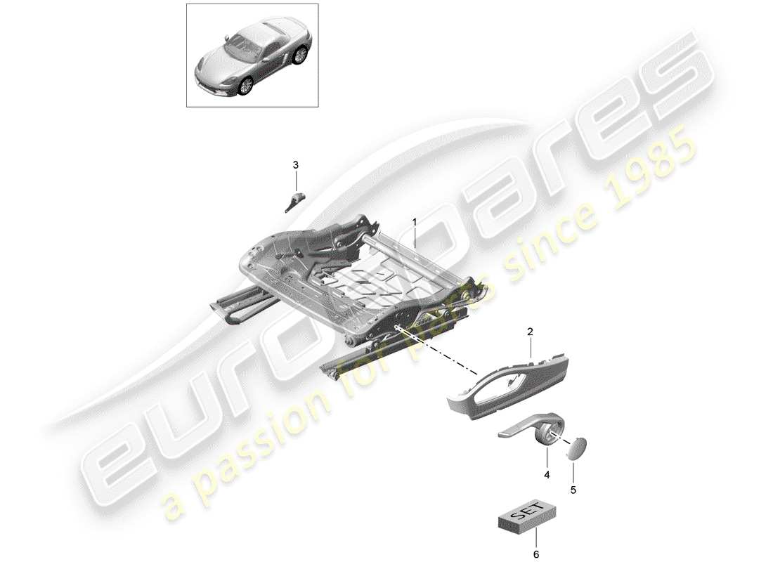 Porsche 718 Boxster (2020) seat frame Part Diagram