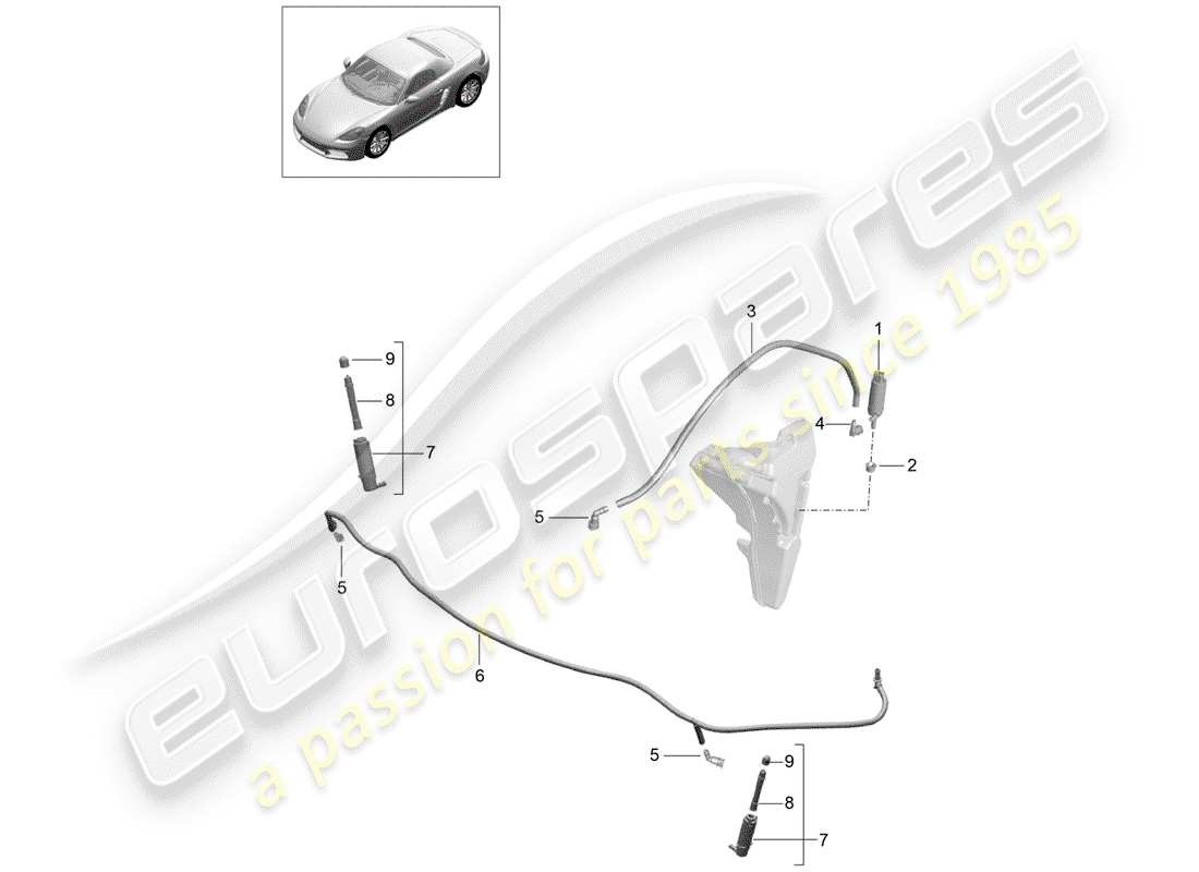Porsche 718 Boxster (2020) HEADLIGHT WASHER SYSTEM Part Diagram