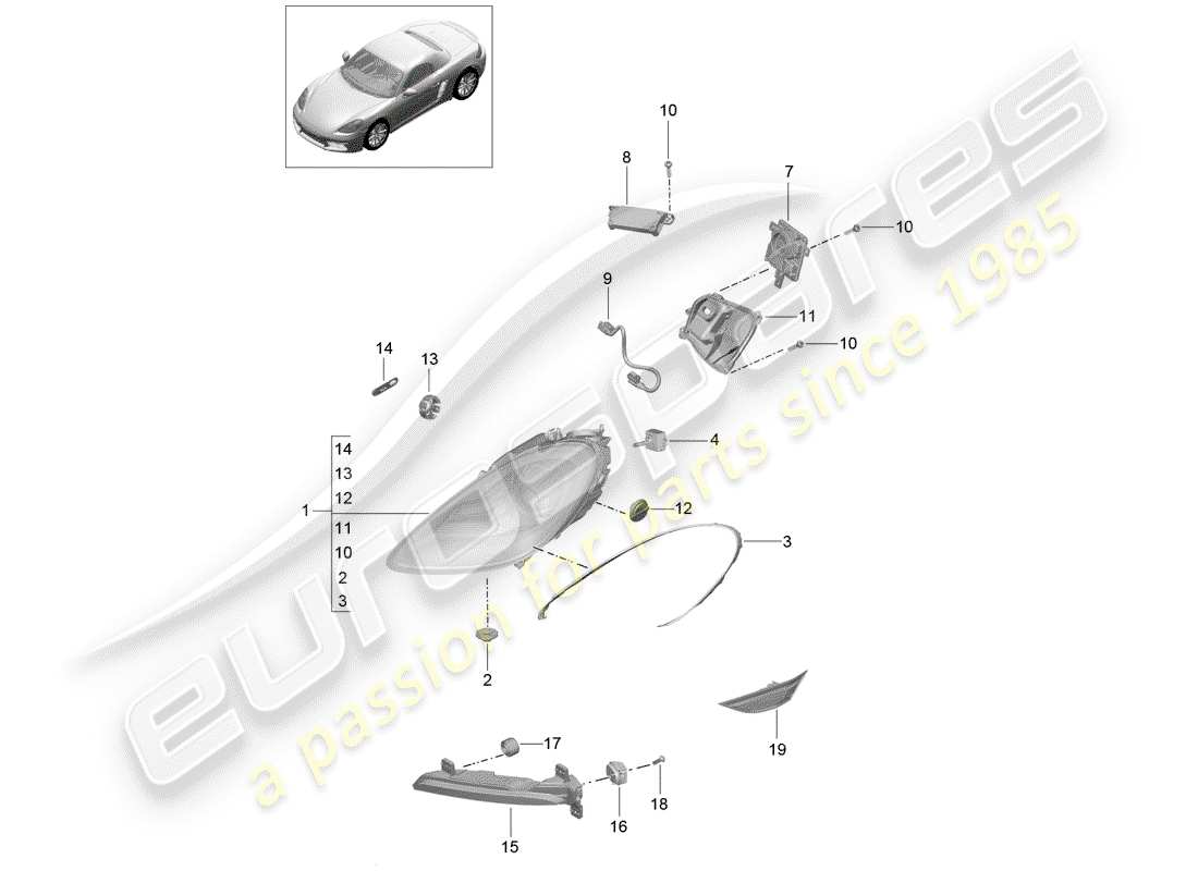 Porsche 718 Boxster (2020) headlamp Part Diagram