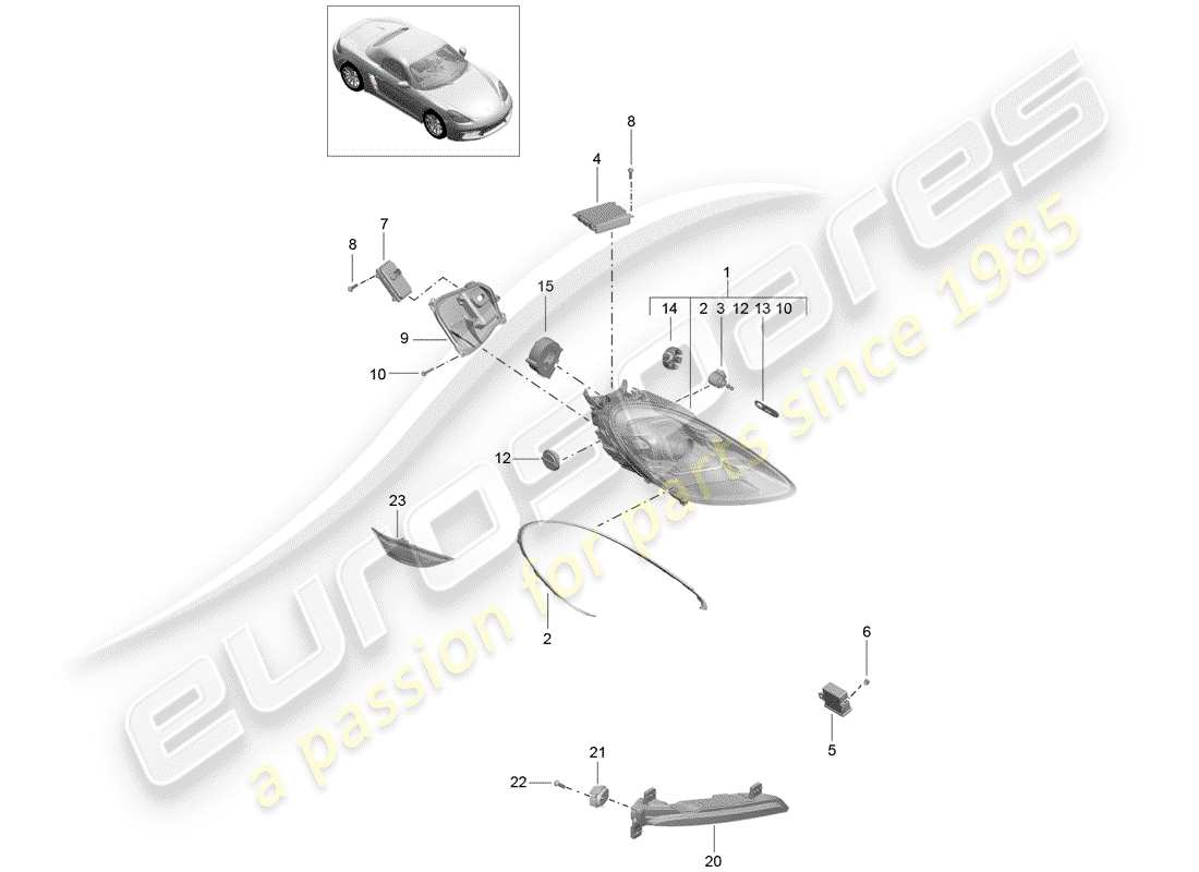 Porsche 718 Boxster (2020) headlamp Part Diagram