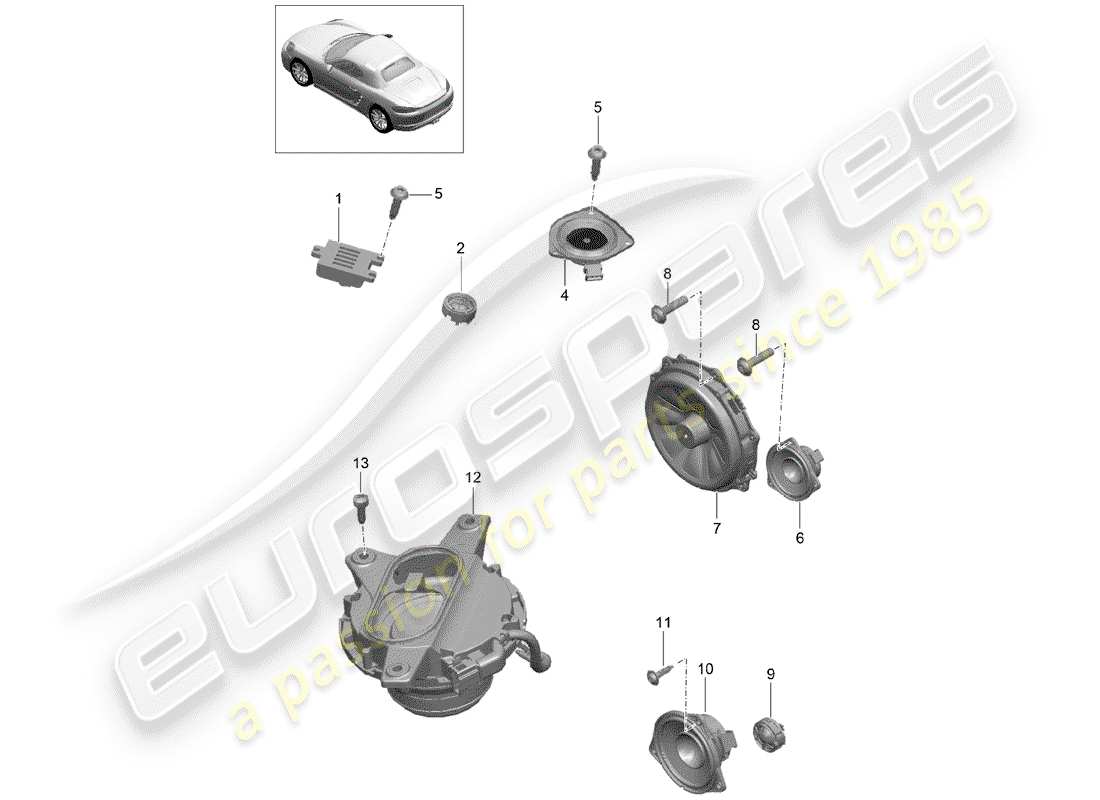 Porsche 718 Boxster (2020) loudspeaker Part Diagram