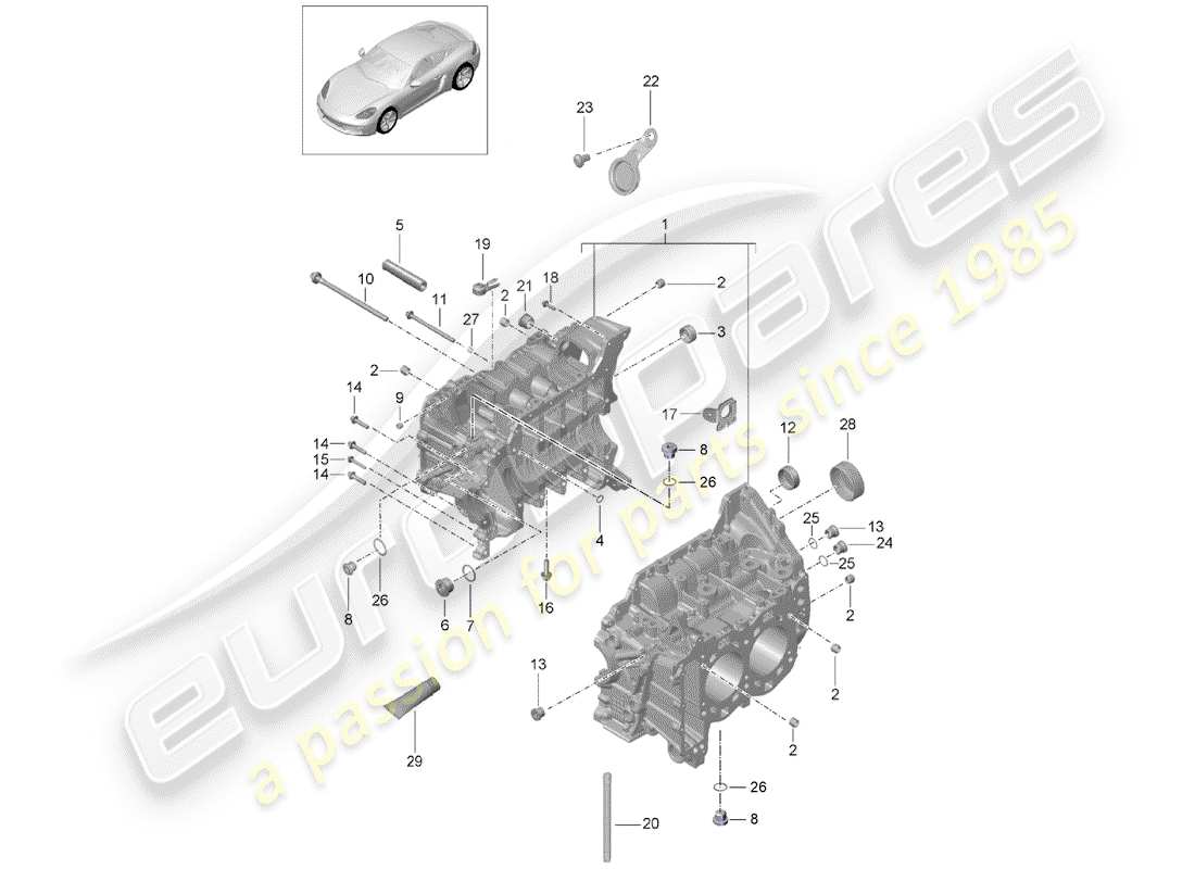Porsche 718 Cayman (2018) crankcase Part Diagram