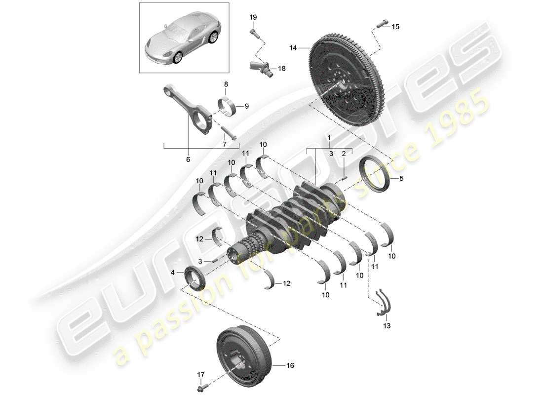 Porsche 718 Cayman (2018) crankshaft Part Diagram
