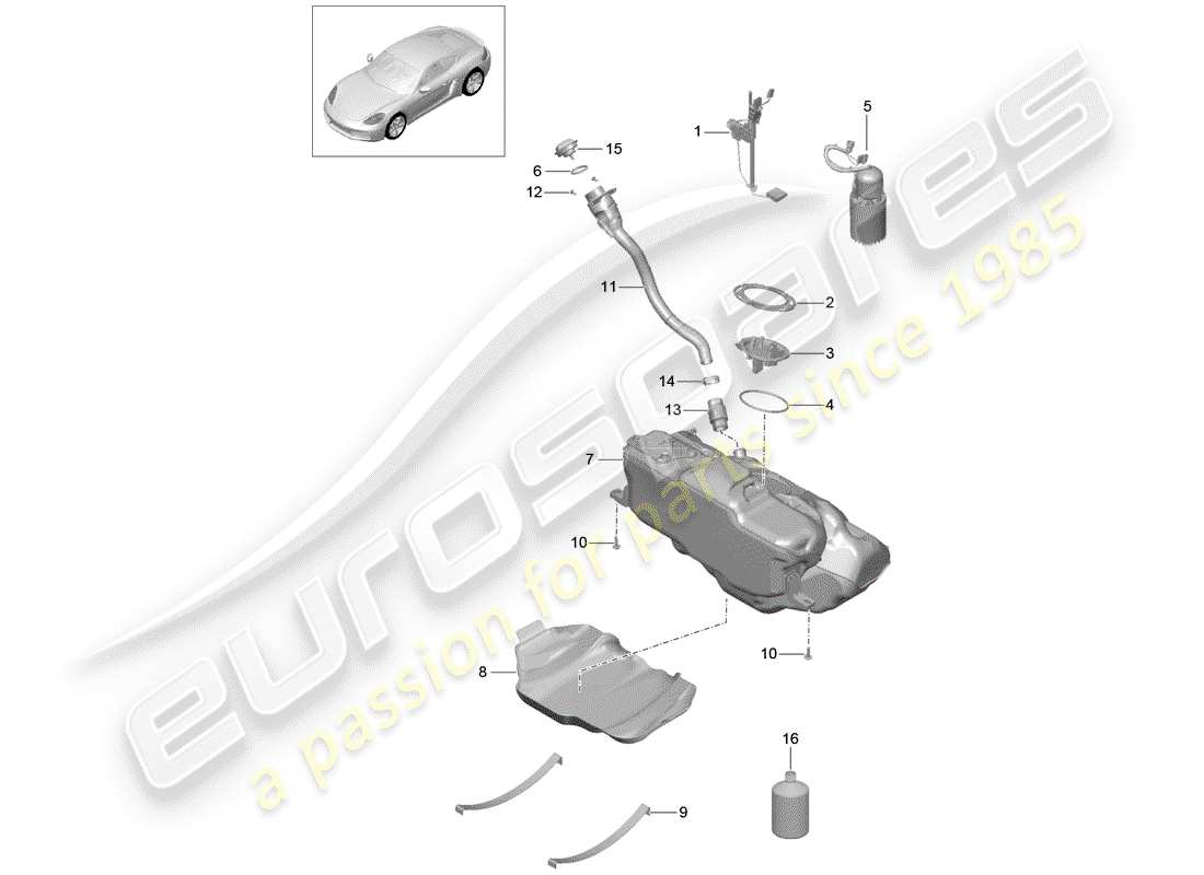 Porsche 718 Cayman (2018) FUEL TANK Part Diagram