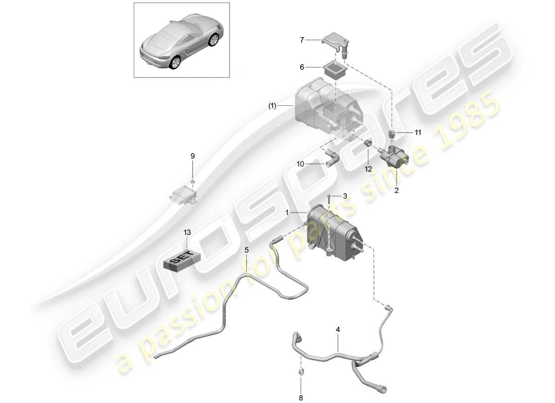 Porsche 718 Cayman (2018) EVAPORATIVE EMISSION CANISTER Part Diagram