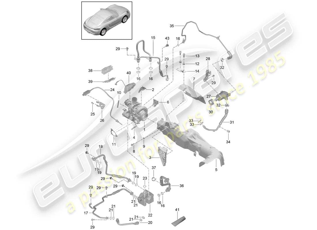 Porsche 718 Cayman (2018) EXHAUST GAS TURBOCHARGER Part Diagram