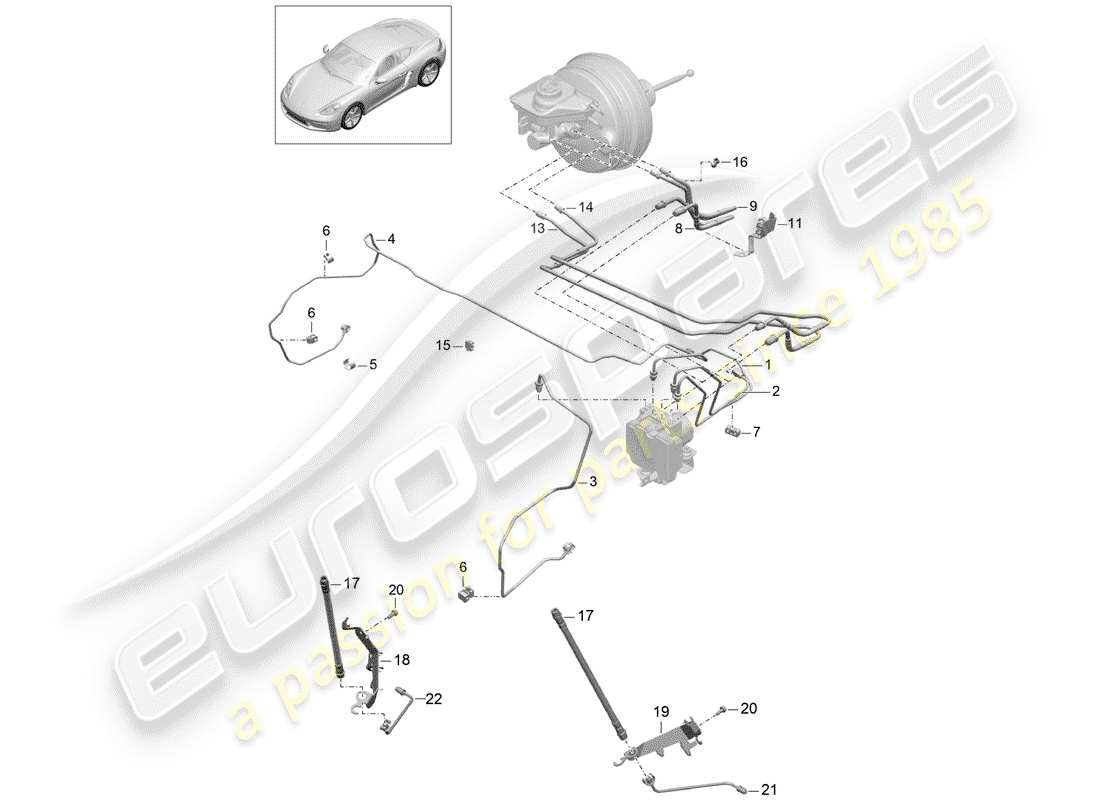 Porsche 718 Cayman (2018) brake line Part Diagram