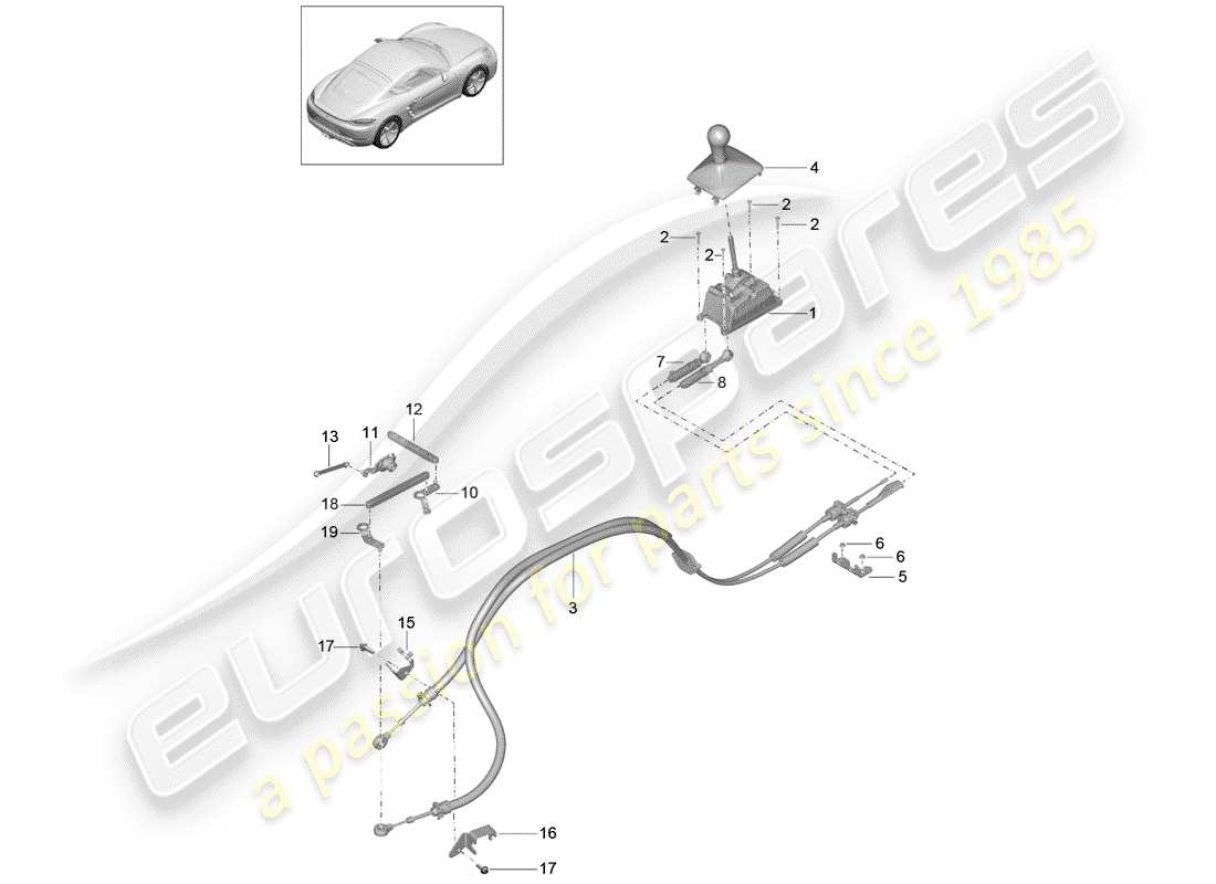 Porsche 718 Cayman (2018) SHIFT MECHANISM Part Diagram