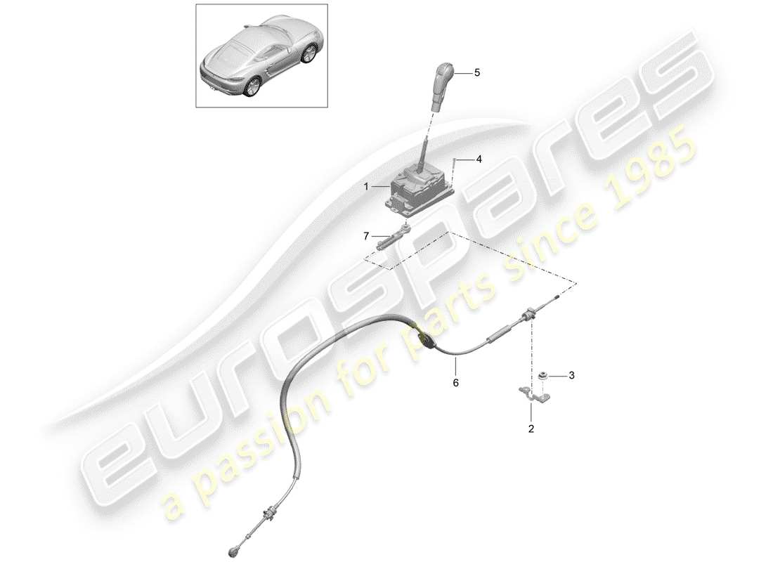 Porsche 718 Cayman (2018) selector lever Part Diagram