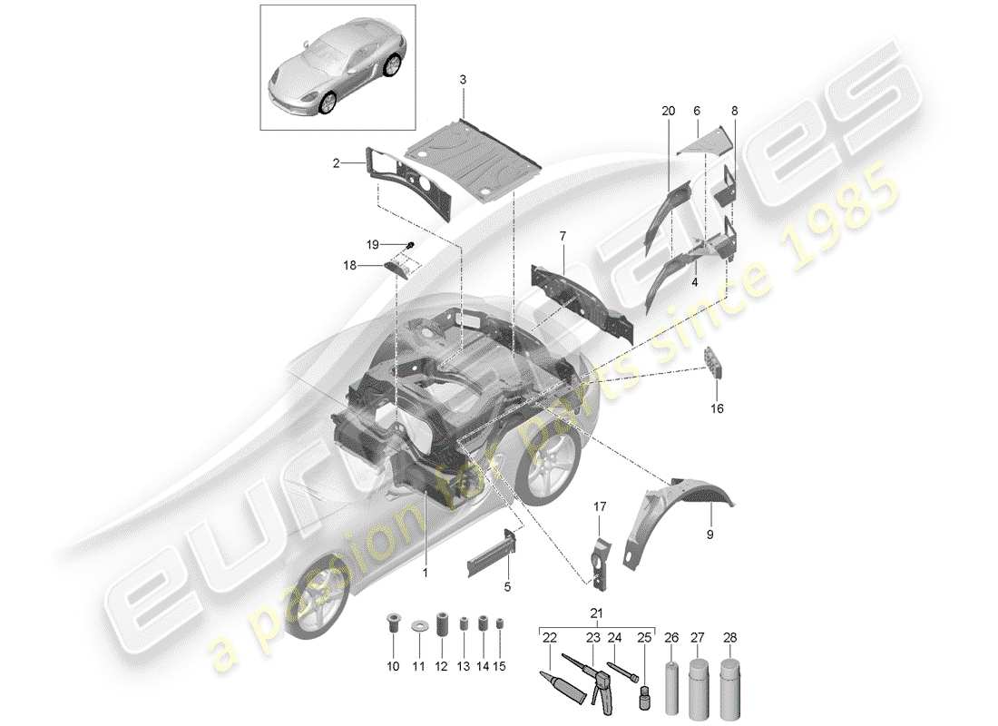 Porsche 718 Cayman (2018) REAR END Part Diagram