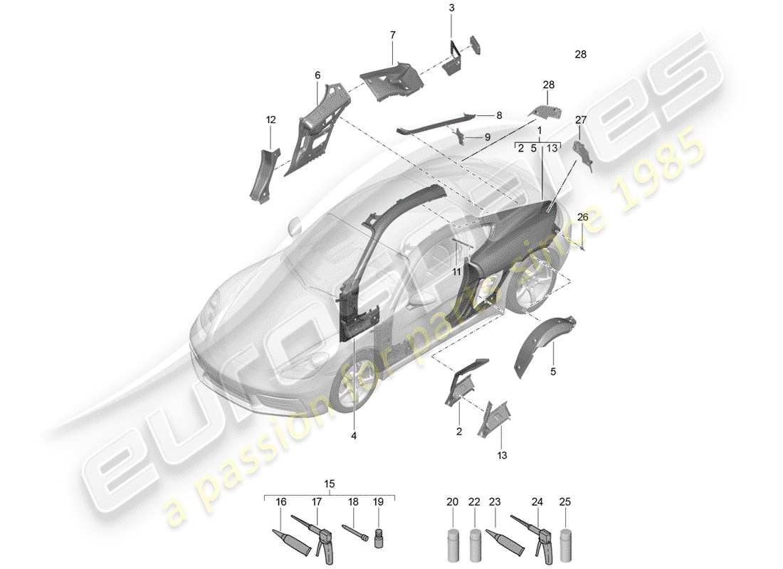 Porsche 718 Cayman (2018) SIDE PANEL Part Diagram