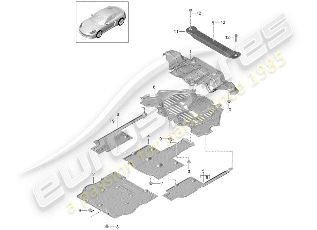 Porsche 718 Cayman (2018) LINING Part Diagram