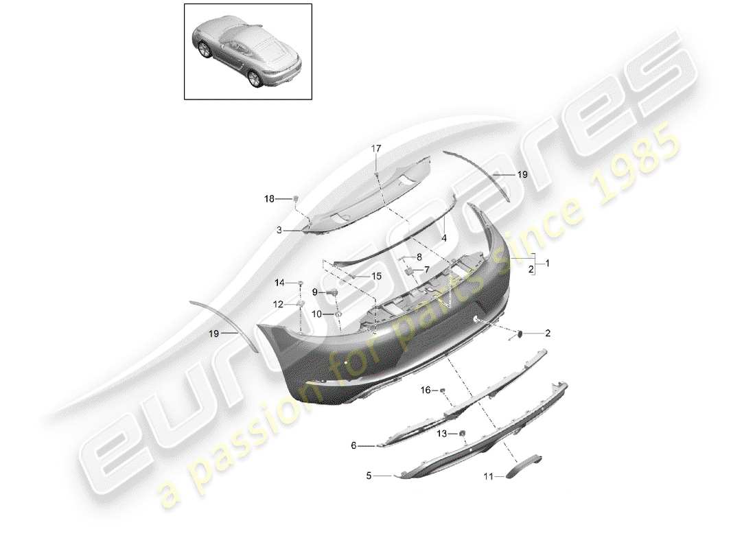 Porsche 718 Cayman (2018) BUMPER Part Diagram