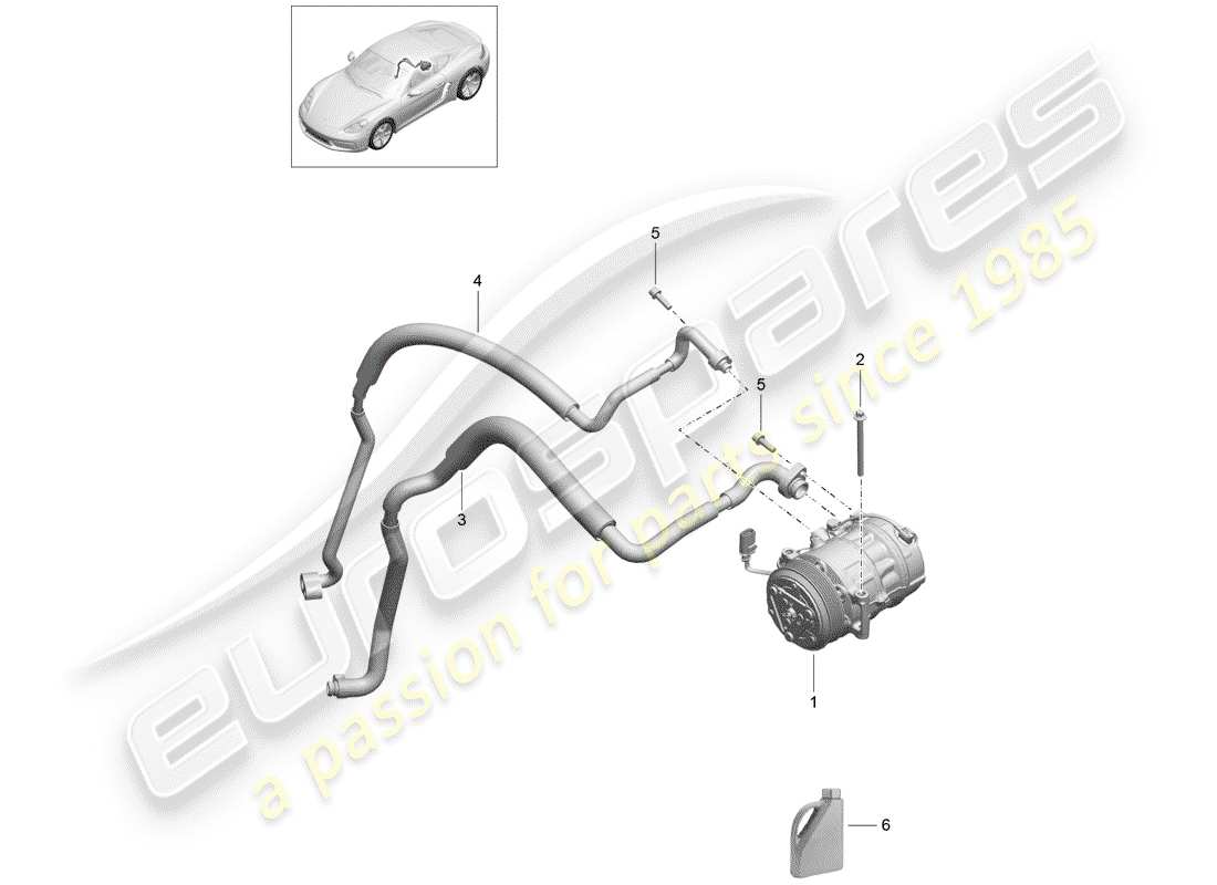 Porsche 718 Cayman (2018) COMPRESSOR Part Diagram
