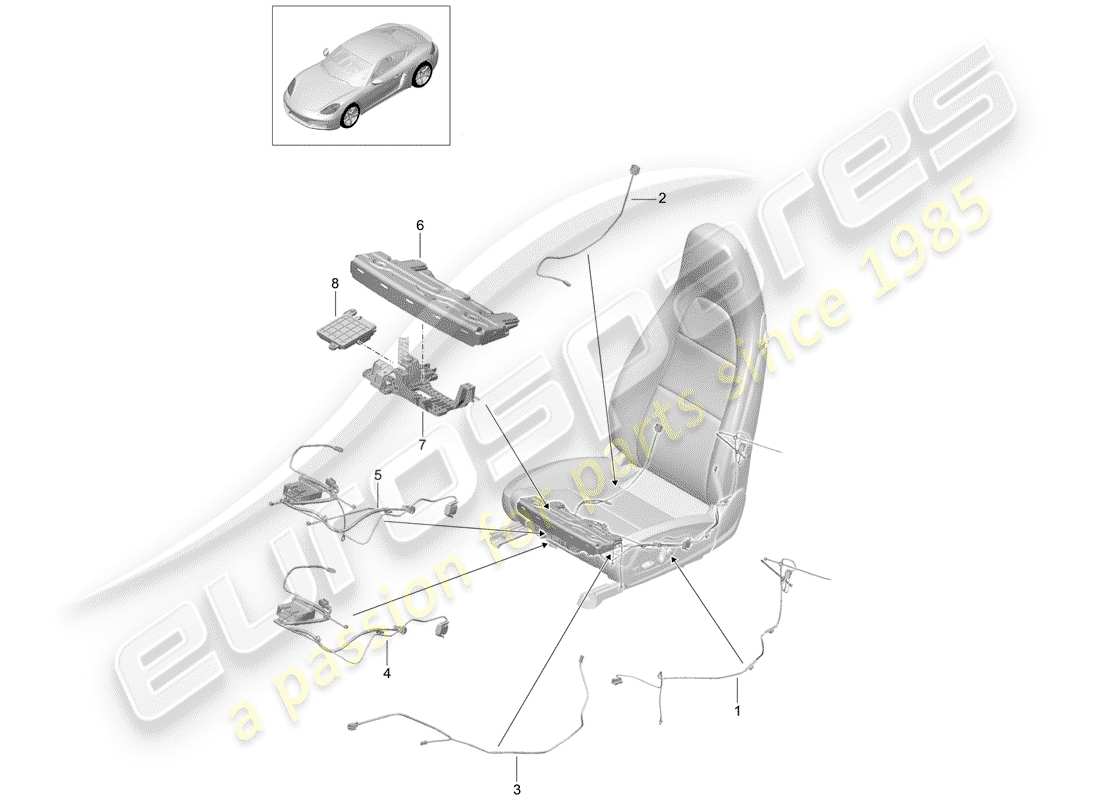Porsche 718 Cayman (2018) wiring harnesses Part Diagram