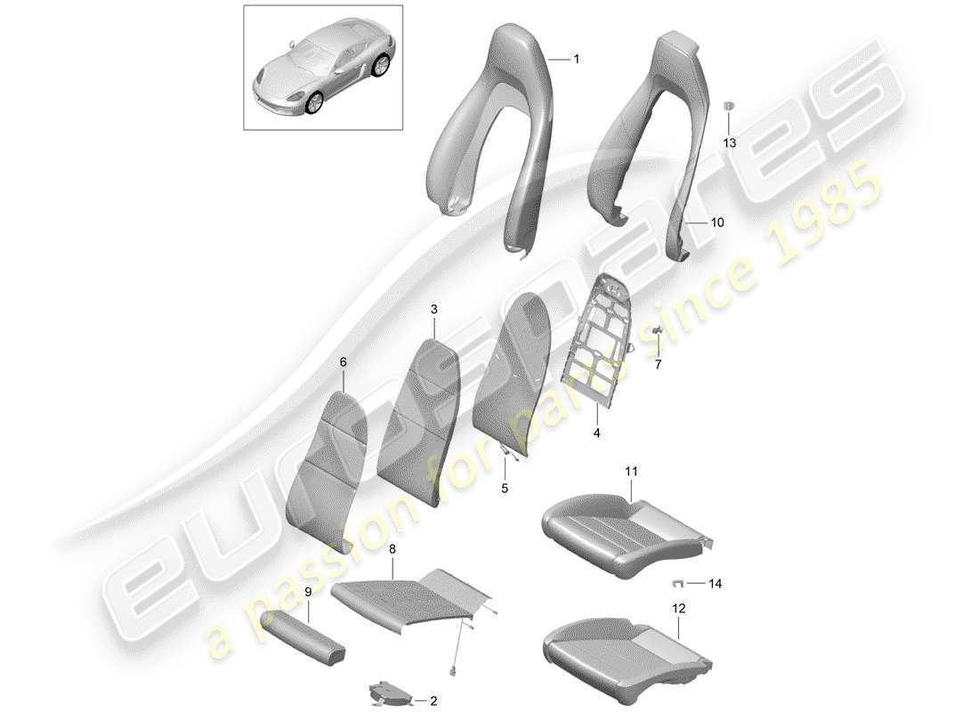 Porsche 718 Cayman (2018) foam part Part Diagram