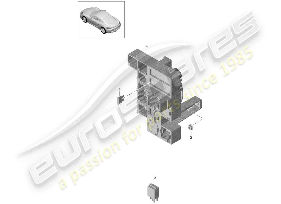 Porsche 718 Cayman (2018) fuse box/relay plate Part Diagram