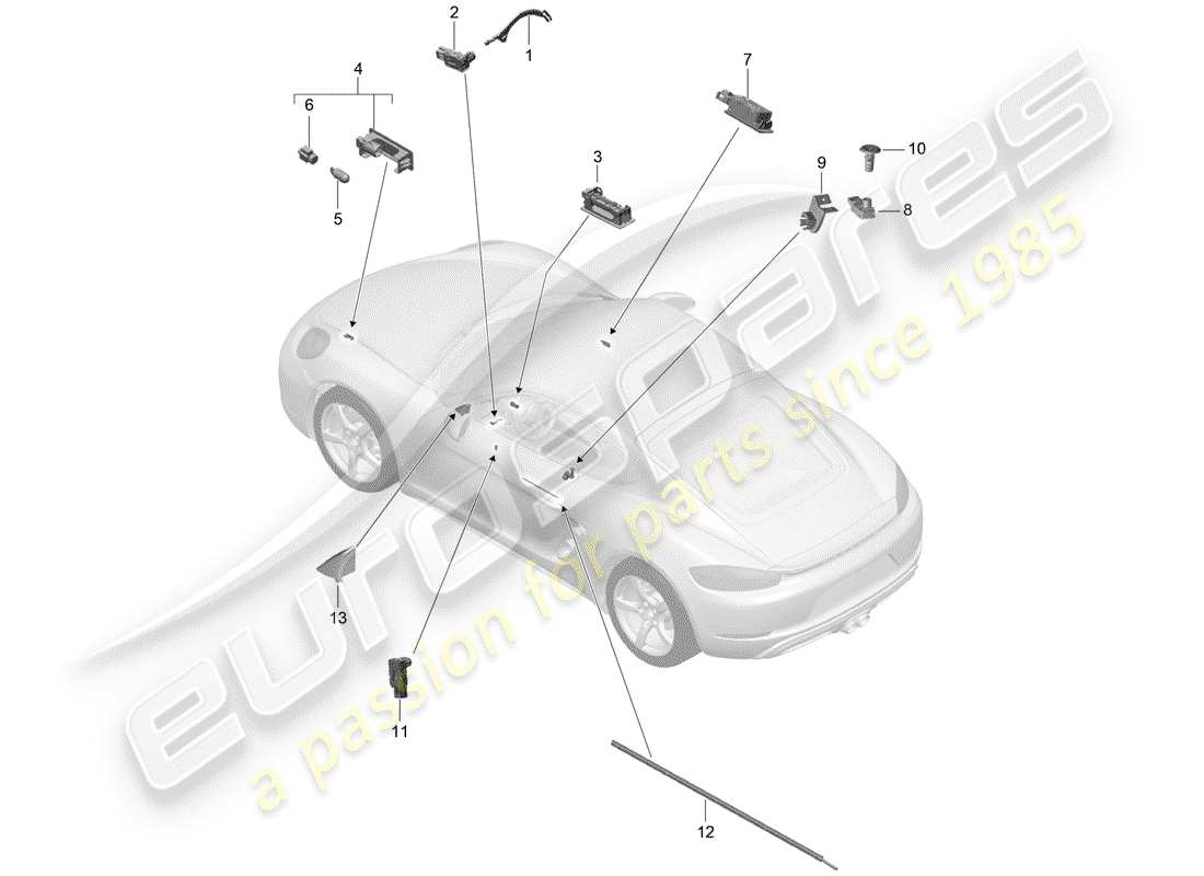 Porsche 718 Cayman (2018) interior lighting Part Diagram