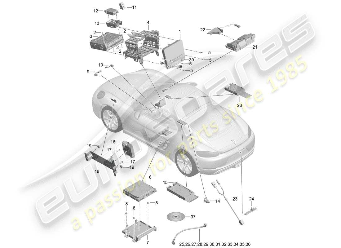 Porsche 718 Cayman (2018) operating unit Part Diagram