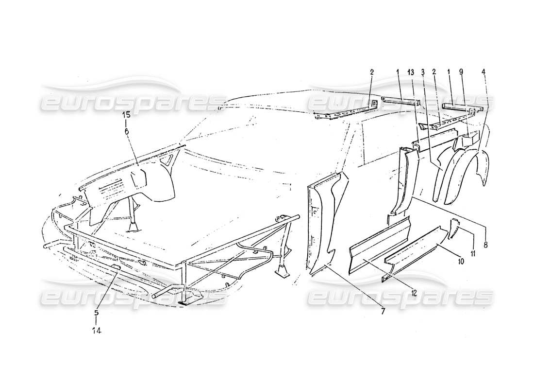 Ferrari 365 GT 2+2 (Coachwork) Frame work body Parts Diagram